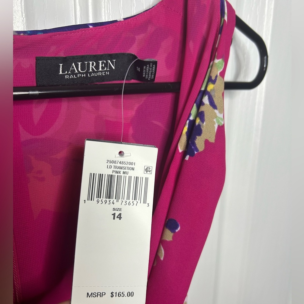 Lauren Ralph Lauren Floral Georgette Halter Dress Pink Floral‎ Size 14 NWT $165 - Picture 7 of 10